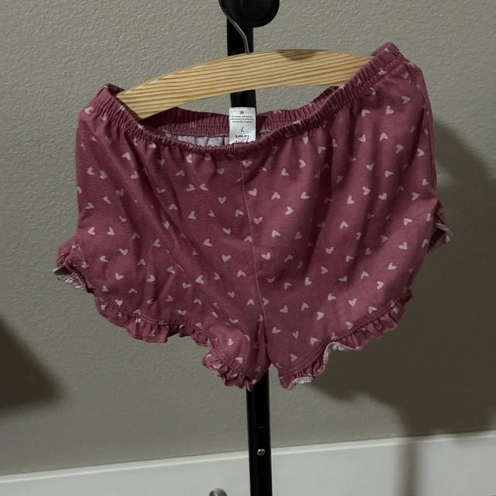 Carter's Maroon Pajama Shorts with Heart Design